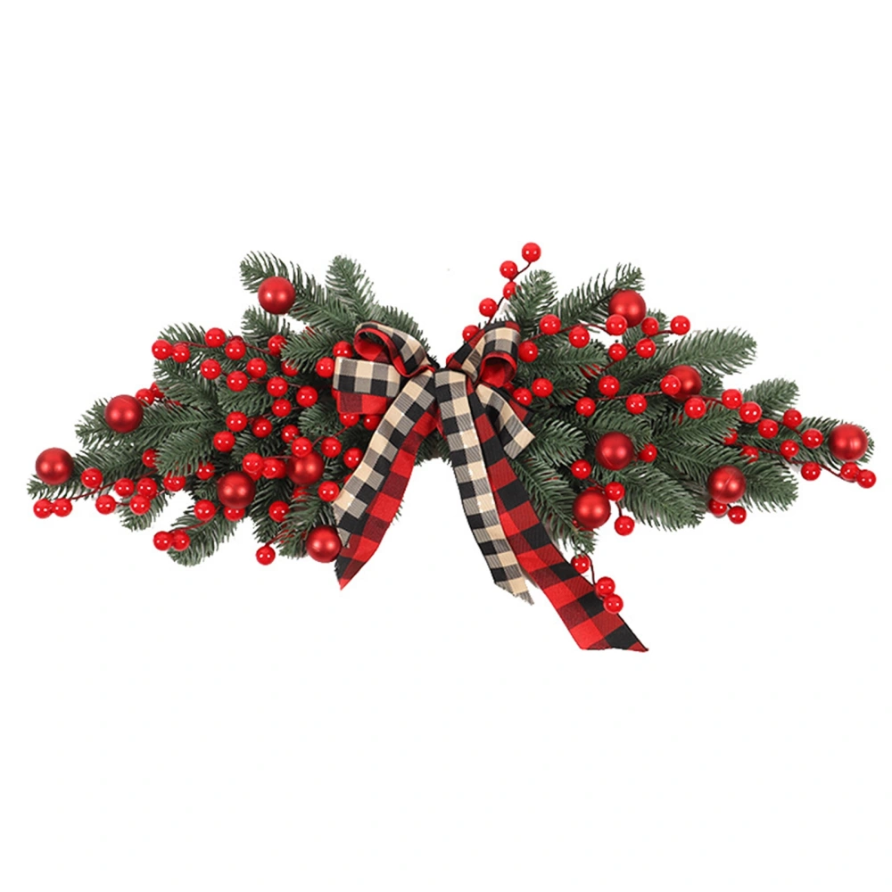 Christmas Swag, Christmas Lintel, Red Berries Plaid Bow Wreath