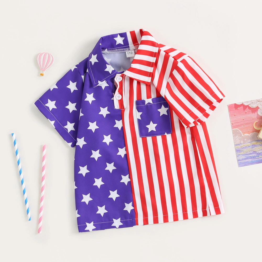 Kids Boys Shirt, Short Sleeve Button-down Stars Striped Summer Tops