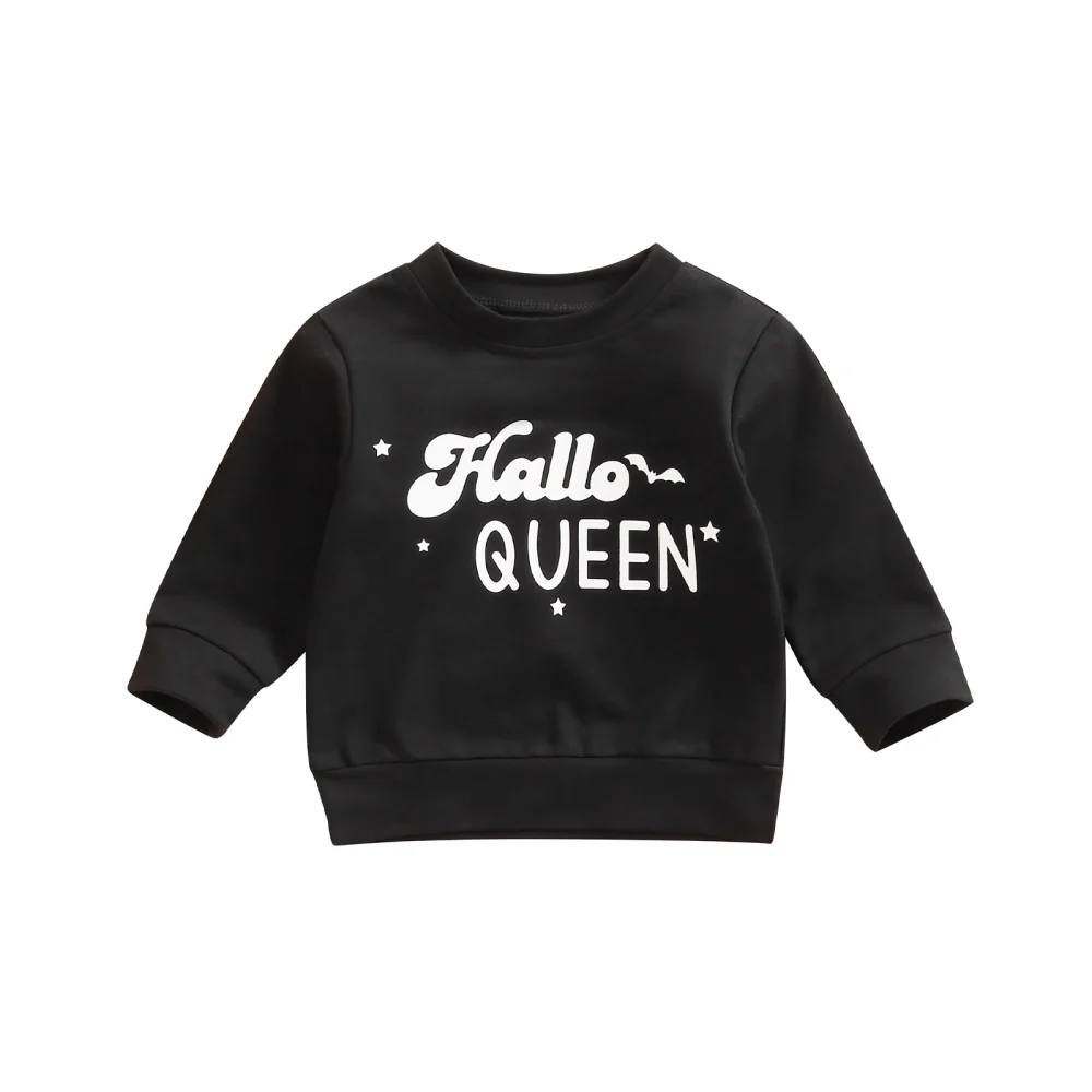 Infant Girls Halloween Sweatshirts Letter Print Round Neck Pullover