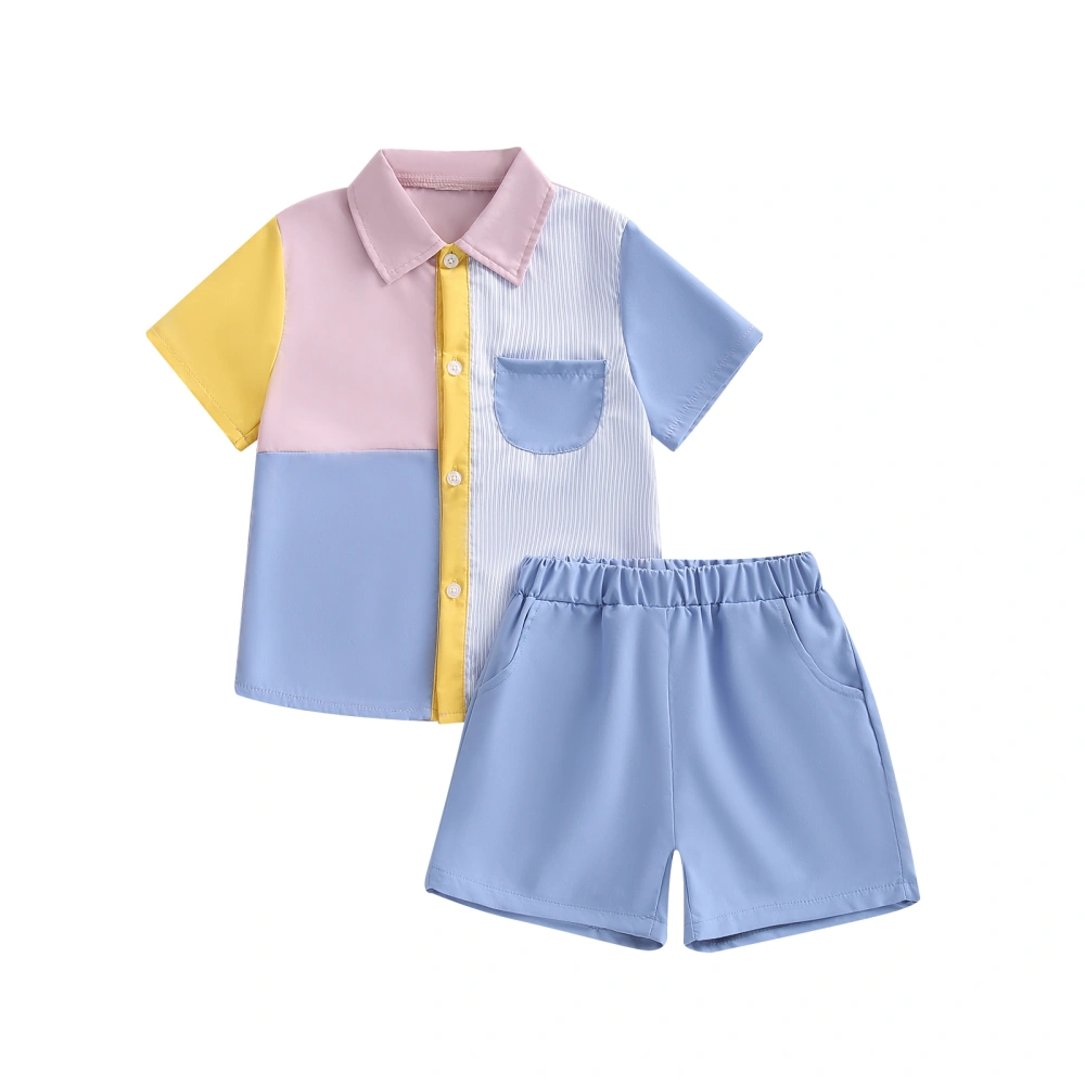 Kids Boys Summer Clothes Contrast Color Shirts Tops and Shorts