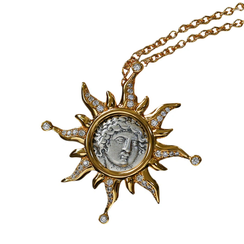 Vintage Sun God Pendant Necklaces Earrings Retro Apollo Jewelry