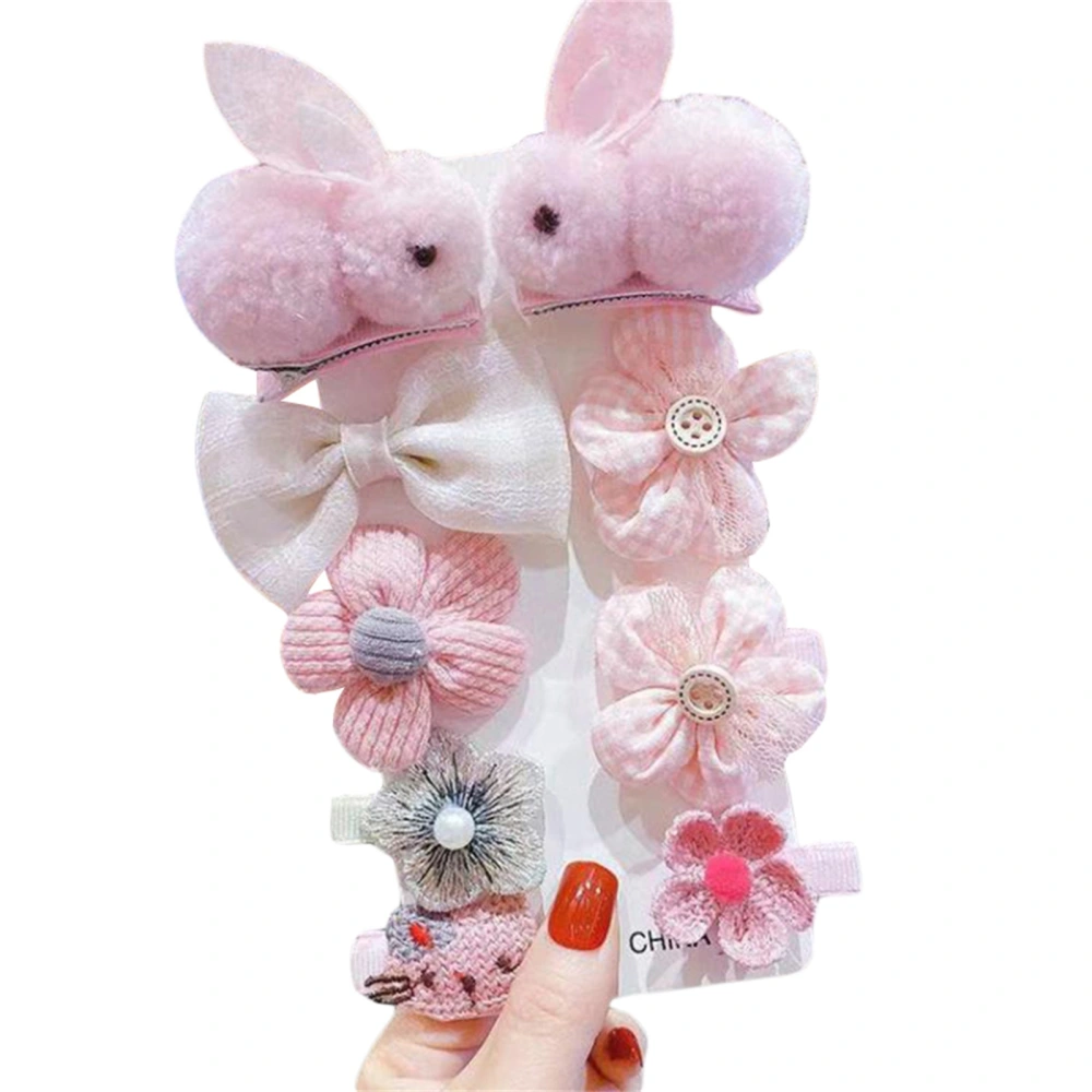 9 Pcs Cute Hair Clips, Bunny Flower Barrettes, Hair Accessories