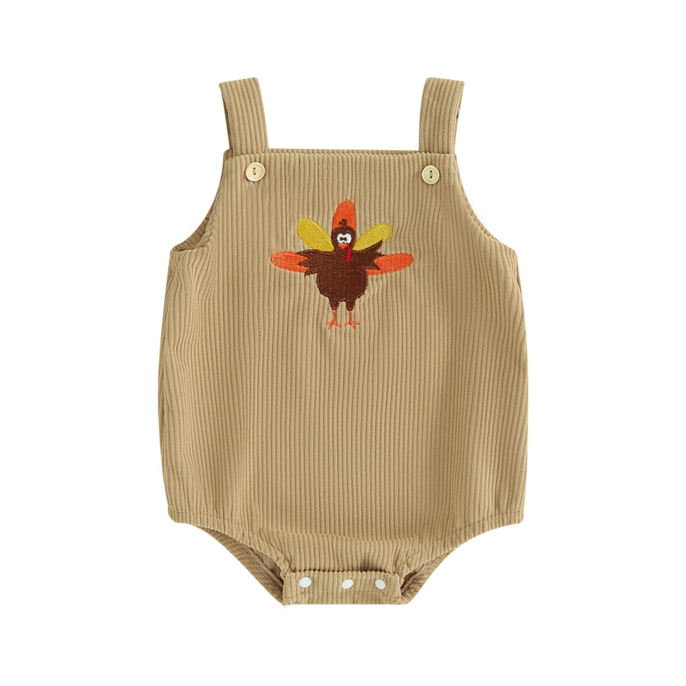 Baby Girls Sleeveless Turkey/Cake Print Thanksgiving Romper Clothes