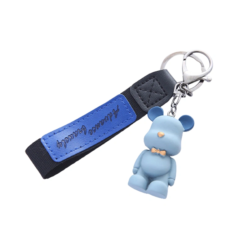 Soft Rubber Keychain with Cartoon Bear Shape, Charm Animal Accessory