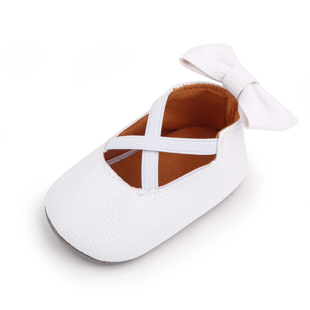 Baby Girl PU Leather Shoes, Solid Color Princess Shoe with Bow-knot