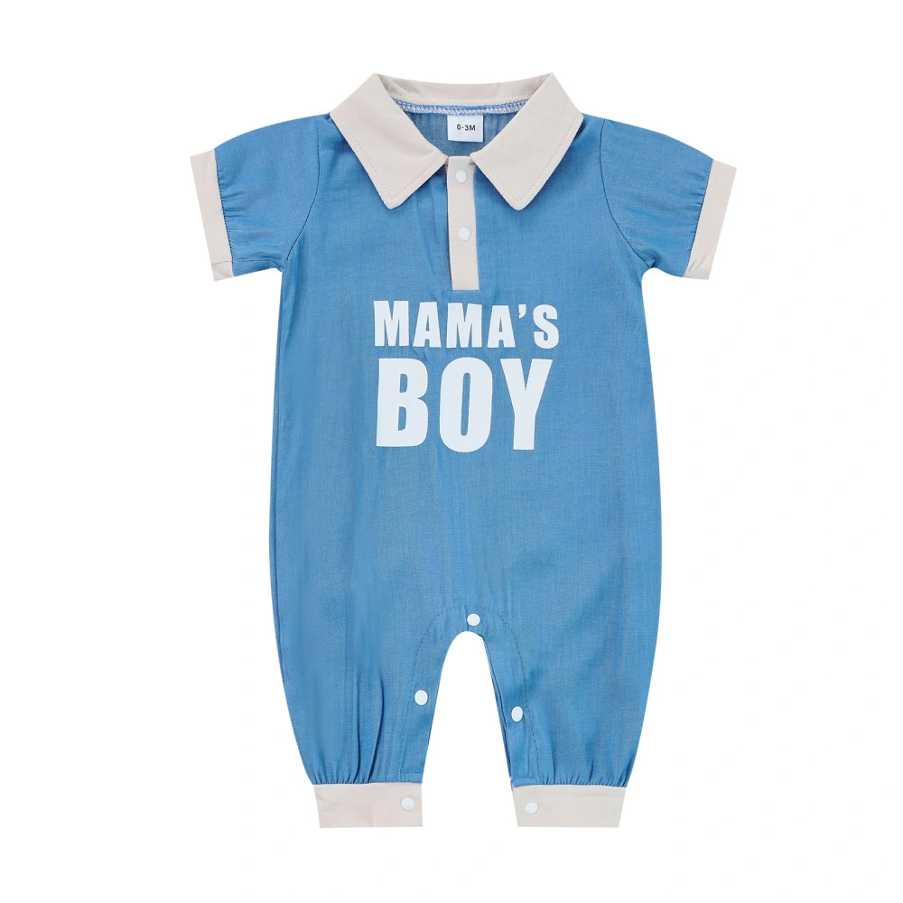 Baby Boys Jumpsuit, Short Sleeve Letters Print Casual Summer Romper