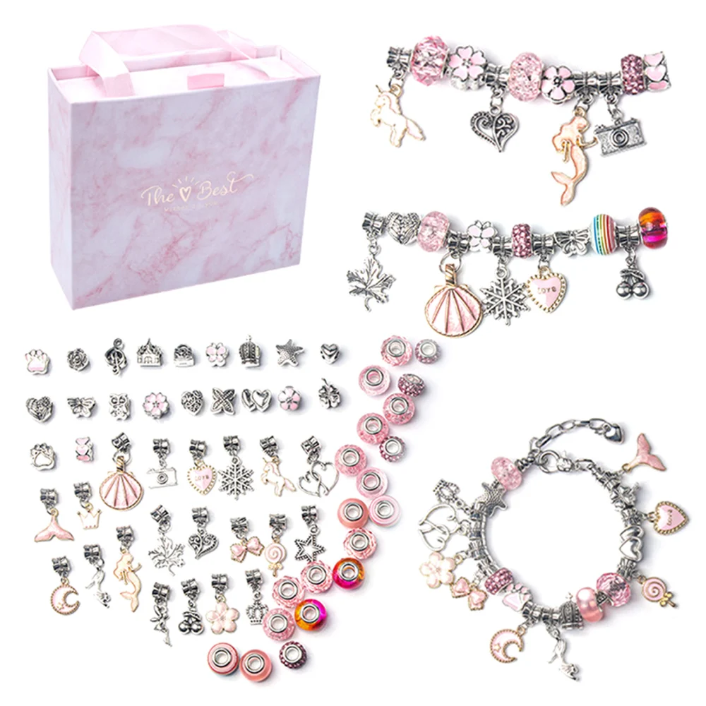 Beads Bracelet Making Kit, Colorful Charm DIY Jewelry for Kids Girls