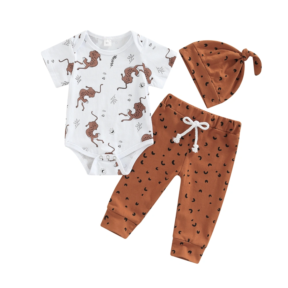 Baby Boys Romper, Short Sleeve Round Collar Jumpsuit, Long Pants