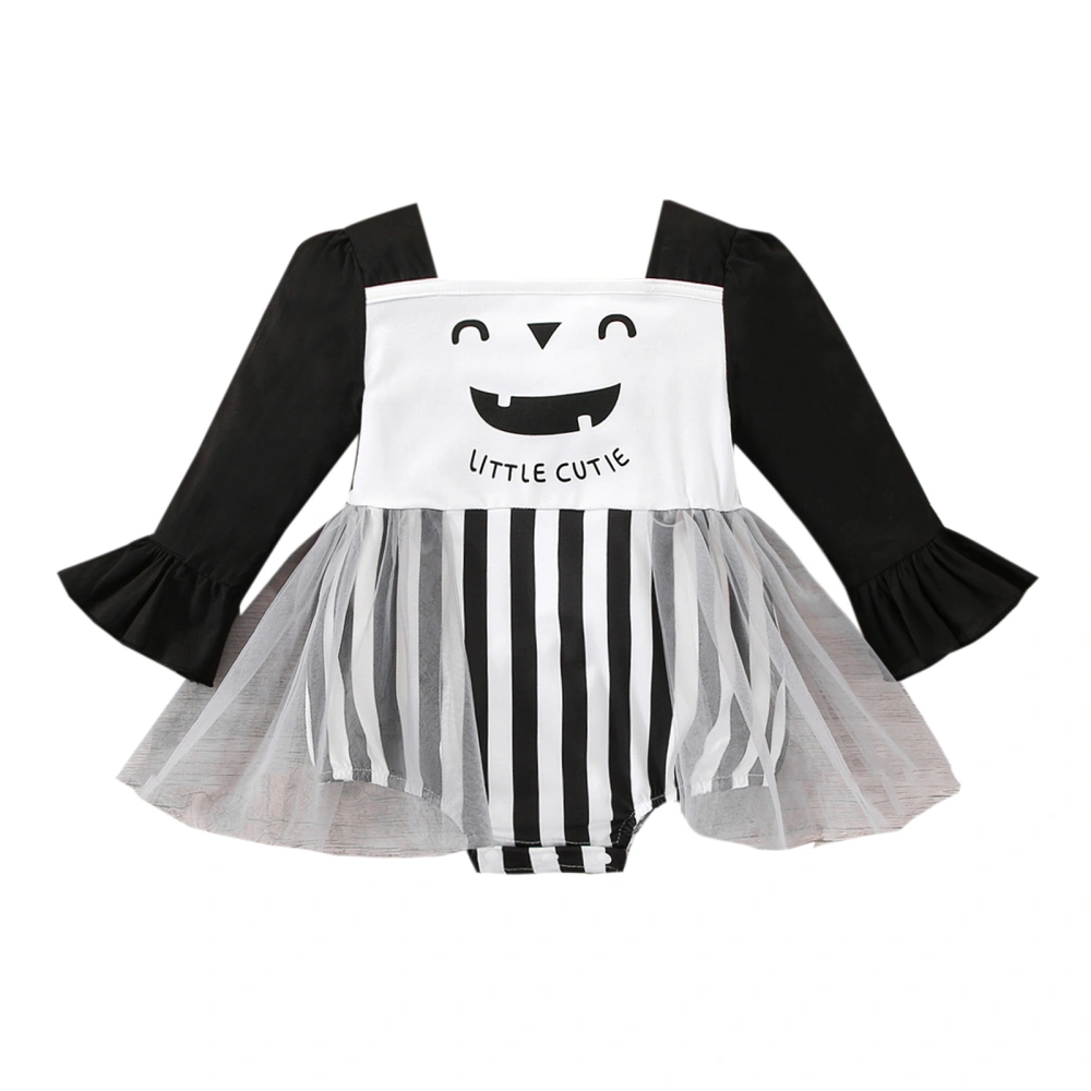 Girls Halloween Romper Dress, Square Collar Printing Romper Tutu Skirt