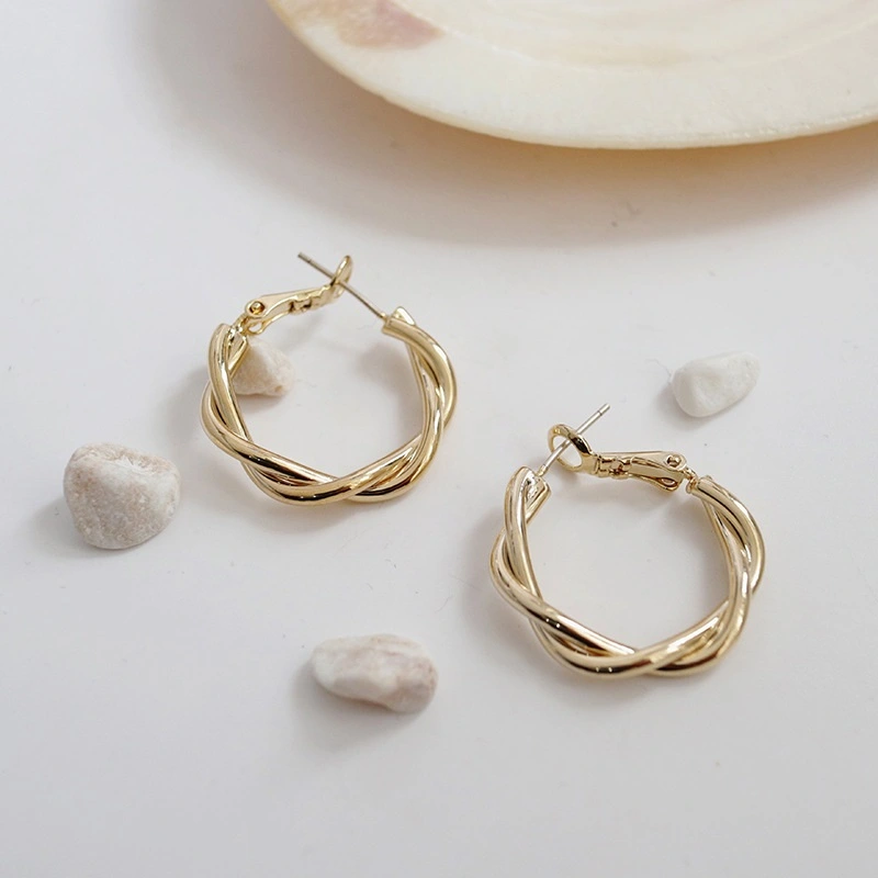 Women's Earrings, Solid Color Twist Shape Round Hoop Earrings