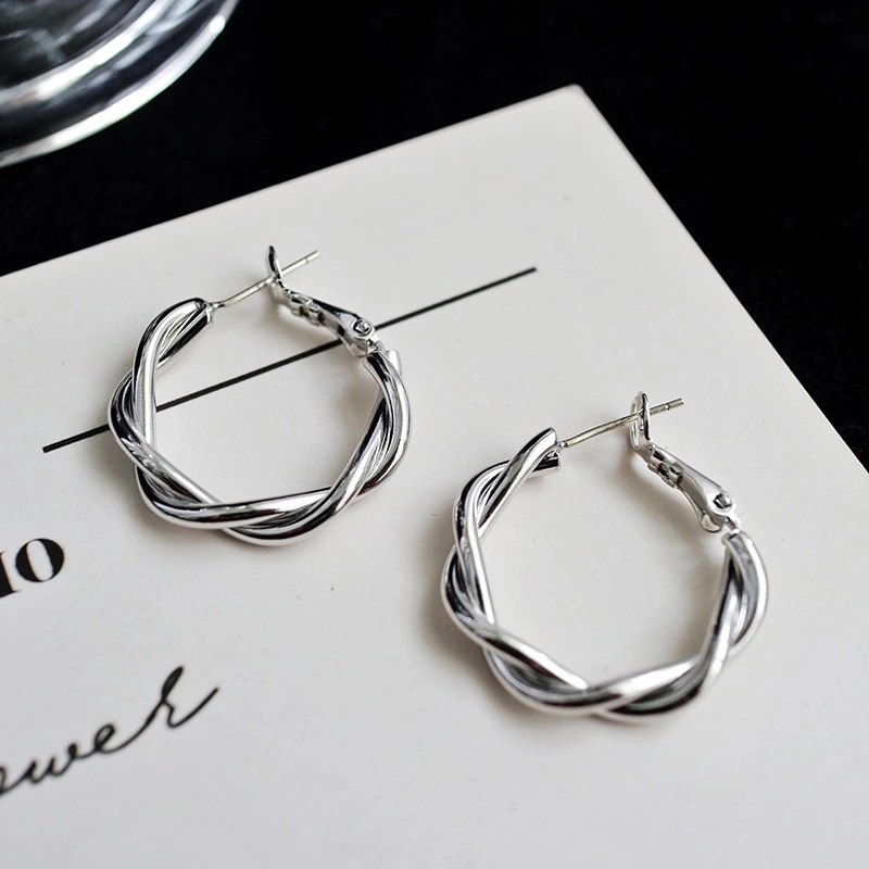 Women's Earrings, Solid Color Twist Shape Round Hoop Earrings