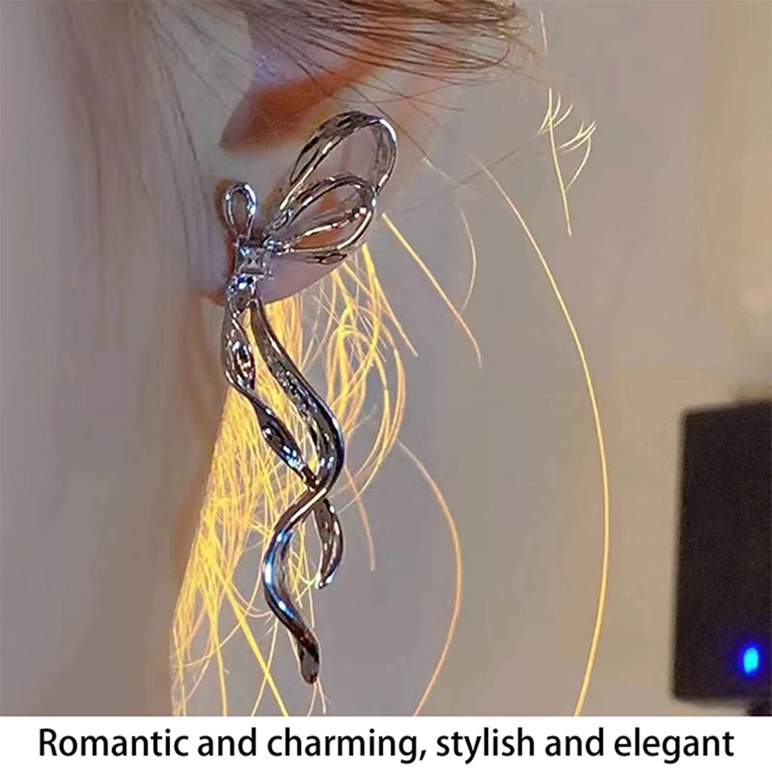 Women Ear Studs, Exquisite Elegant Bow Alloy Earrings Jewelry