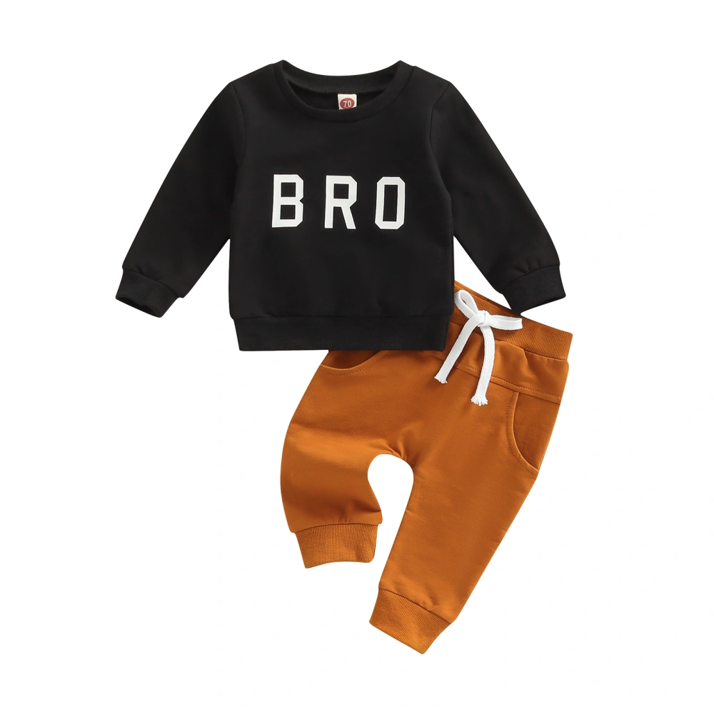 Baby Boys Fall Outfit Letter Print Long Sleeve Sweatshirt and Pants