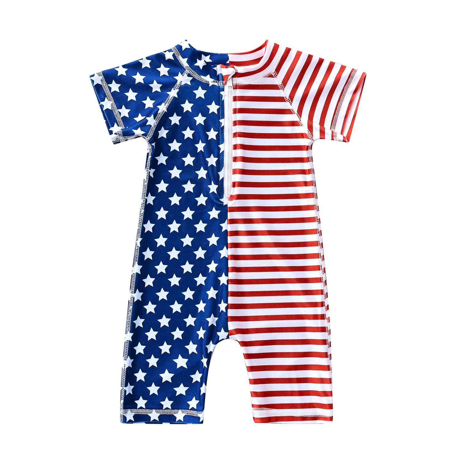Children Swimwear One Piece, Boy Independence Day Zipper Bathing Suit
