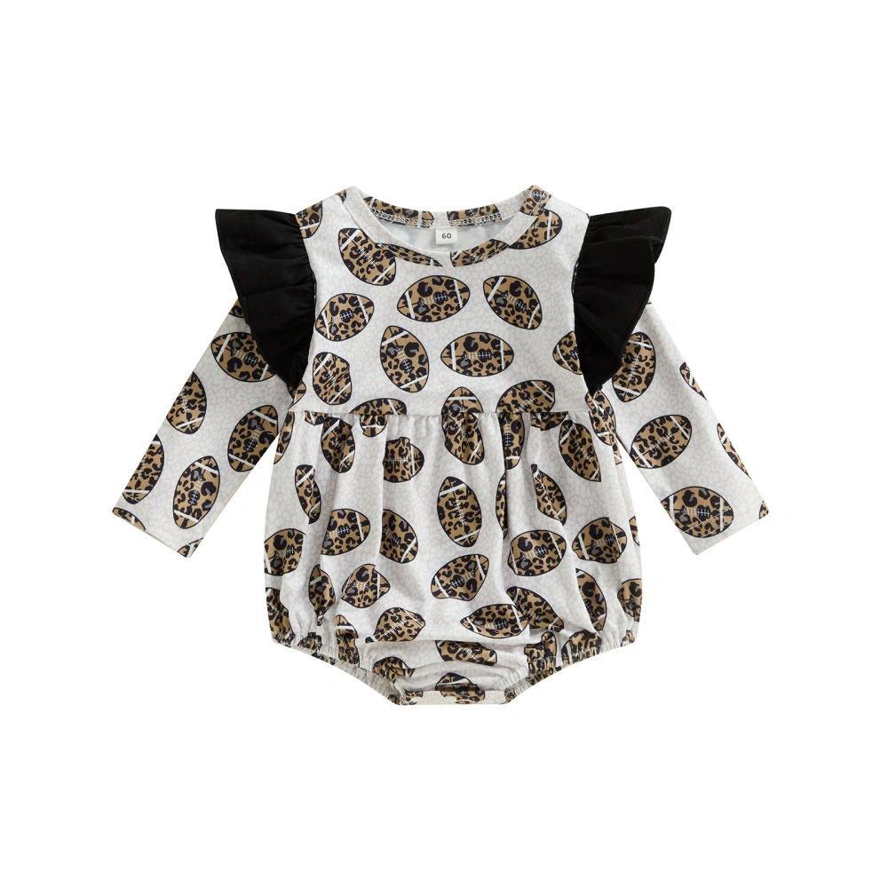 Baby Girls Romper, Long Sleeve Rugby Print Casual Autumn Bodysuit