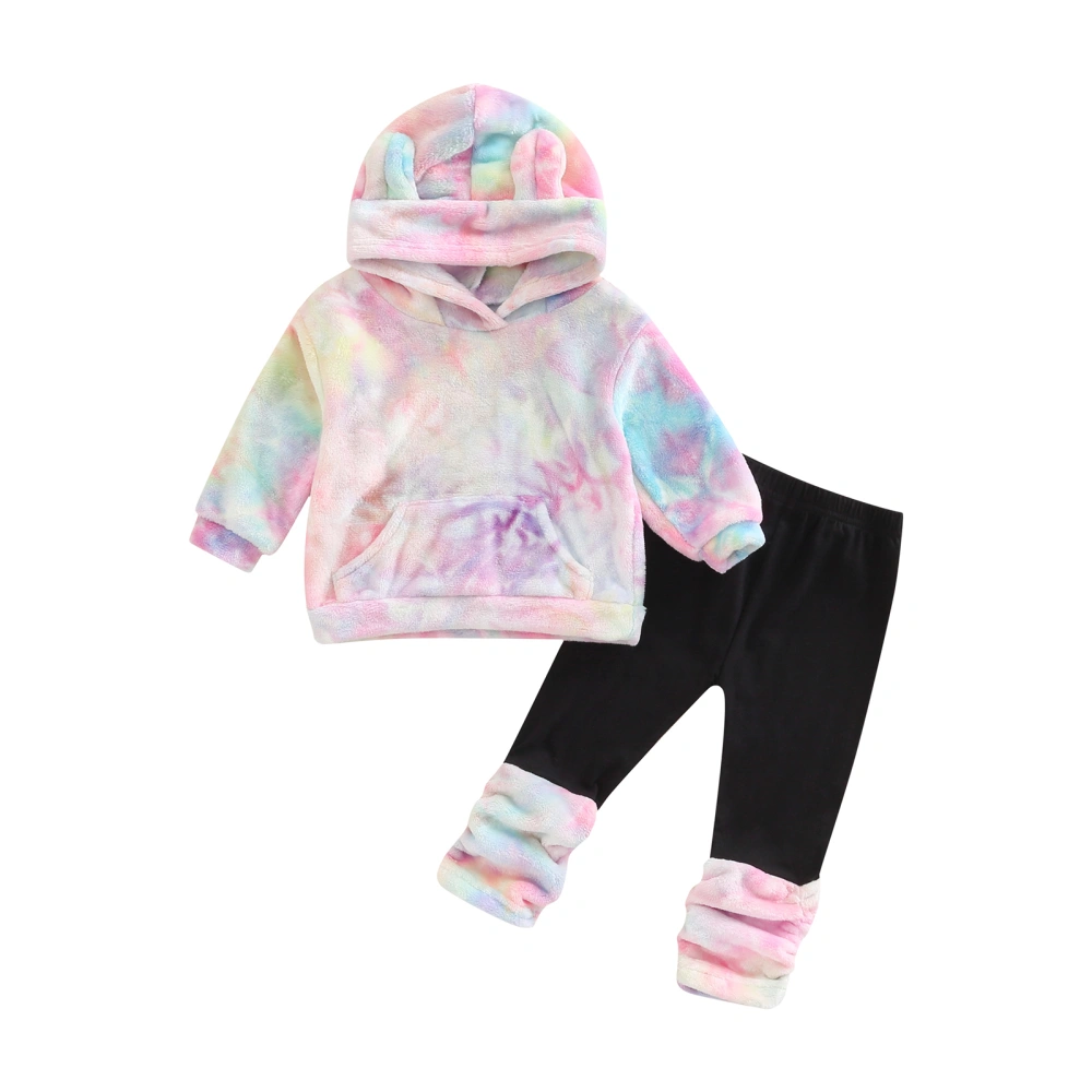 Girls Tracksuit Outfits Tie-dye Printed Hooded Sweatshirt and Pants