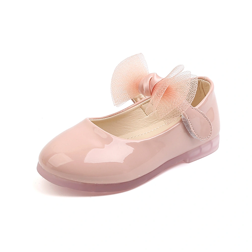 Girls Leather Shoes, Soft Sole Flat Shoes with Decorative Bow Knot