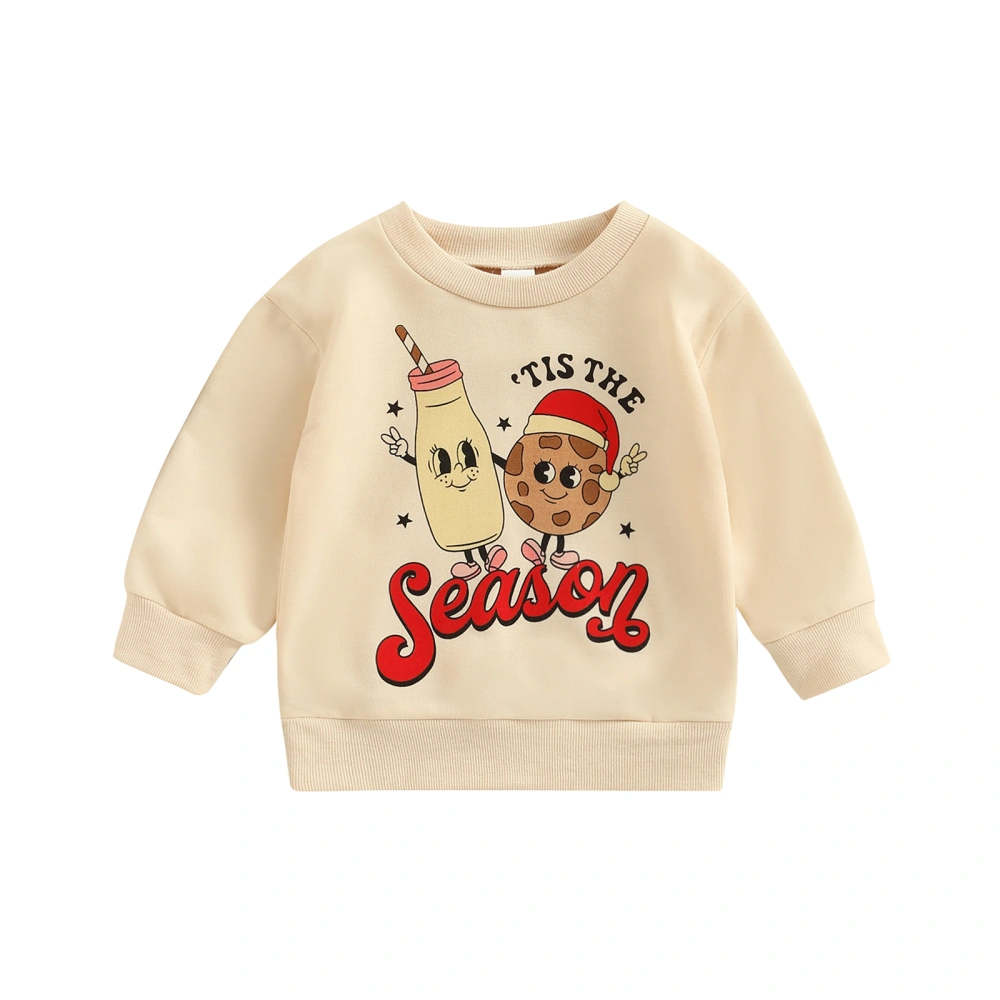 Baby Autumn Pullover, Nursing Bottle Print Long-Sleeved Sweatshirt