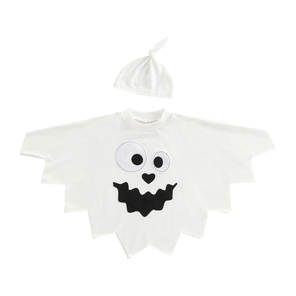 Children’s Cartoon Ghost Printed Irregular Halloween Cape with Hat