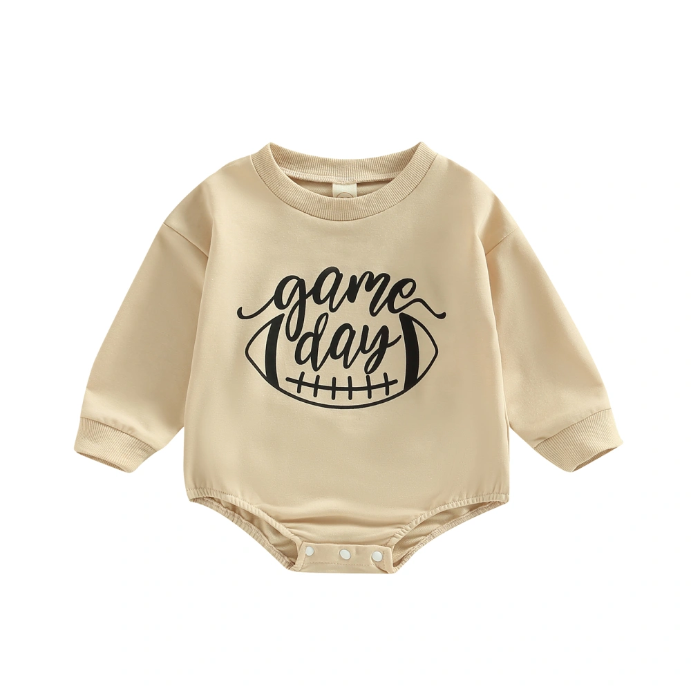 Infant Romper Rugby Letter Round Neck Long Sleeve Casual Jumpsuit