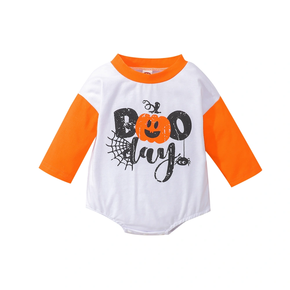 Infant Full Sleeve Romper, Printed Crew Neck Contrast Color Bodysuit