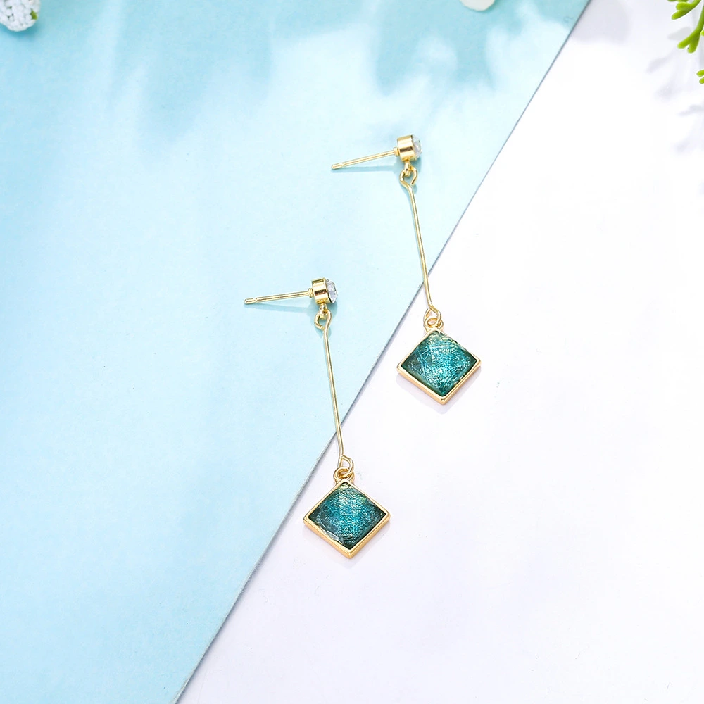 Women Long Earrings with Diamond Pendant, Simple Temperament Gift