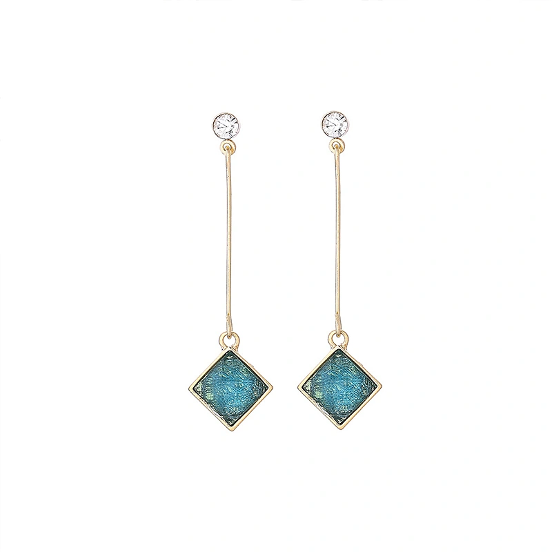 Women Long Earrings with Diamond Pendant, Simple Temperament Gift