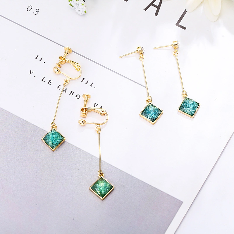 Women Long Earrings with Diamond Pendant, Simple Temperament Gift