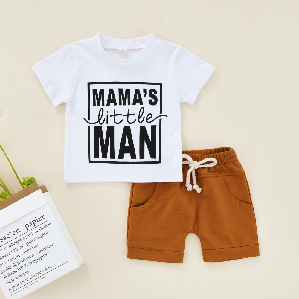 Baby Boy Two-Piece Suit Letter Print Short Sleeve Tops + Pocket Shorts