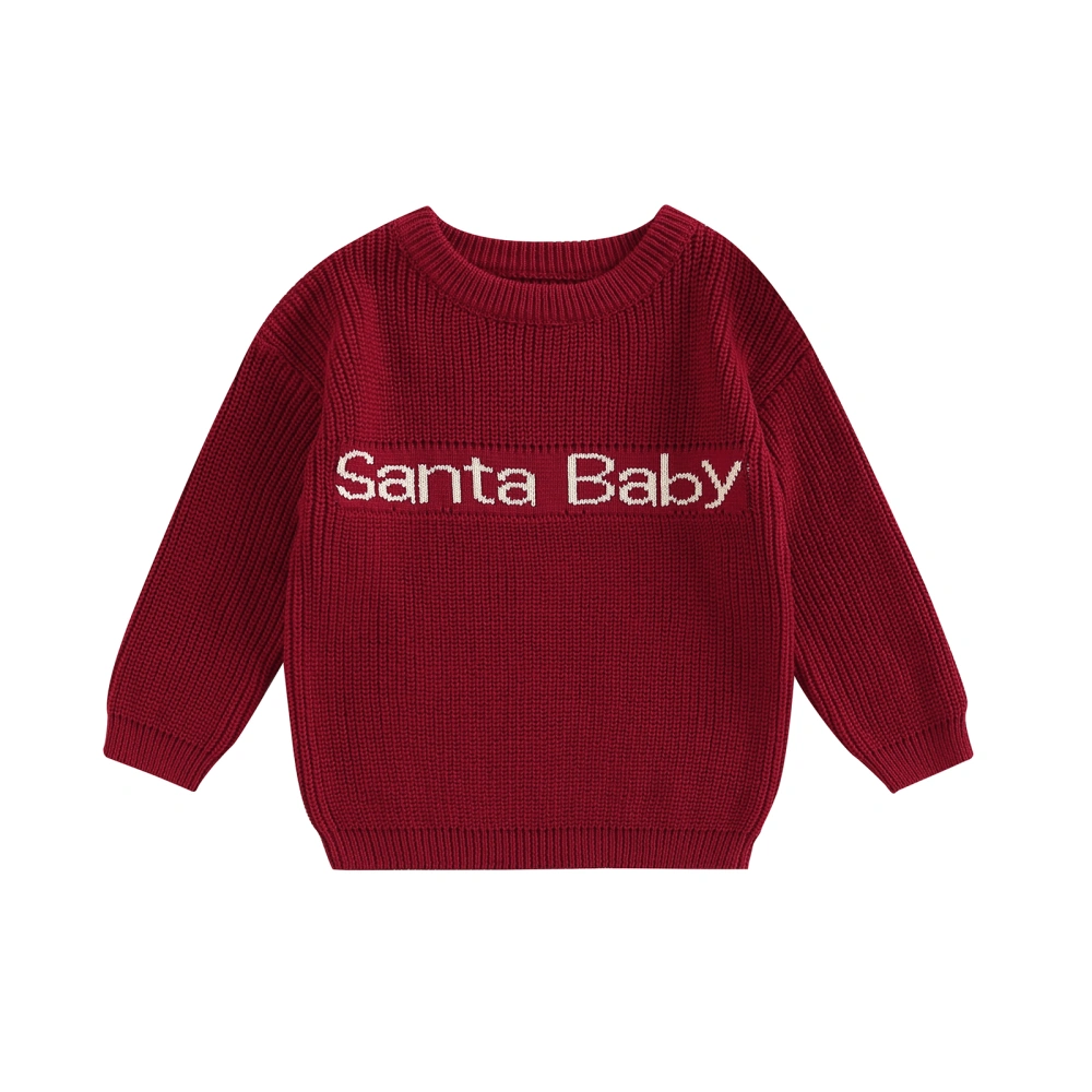 Baby Christmas Sweater, Letter Print Long-Sleeved Loose Knitwear