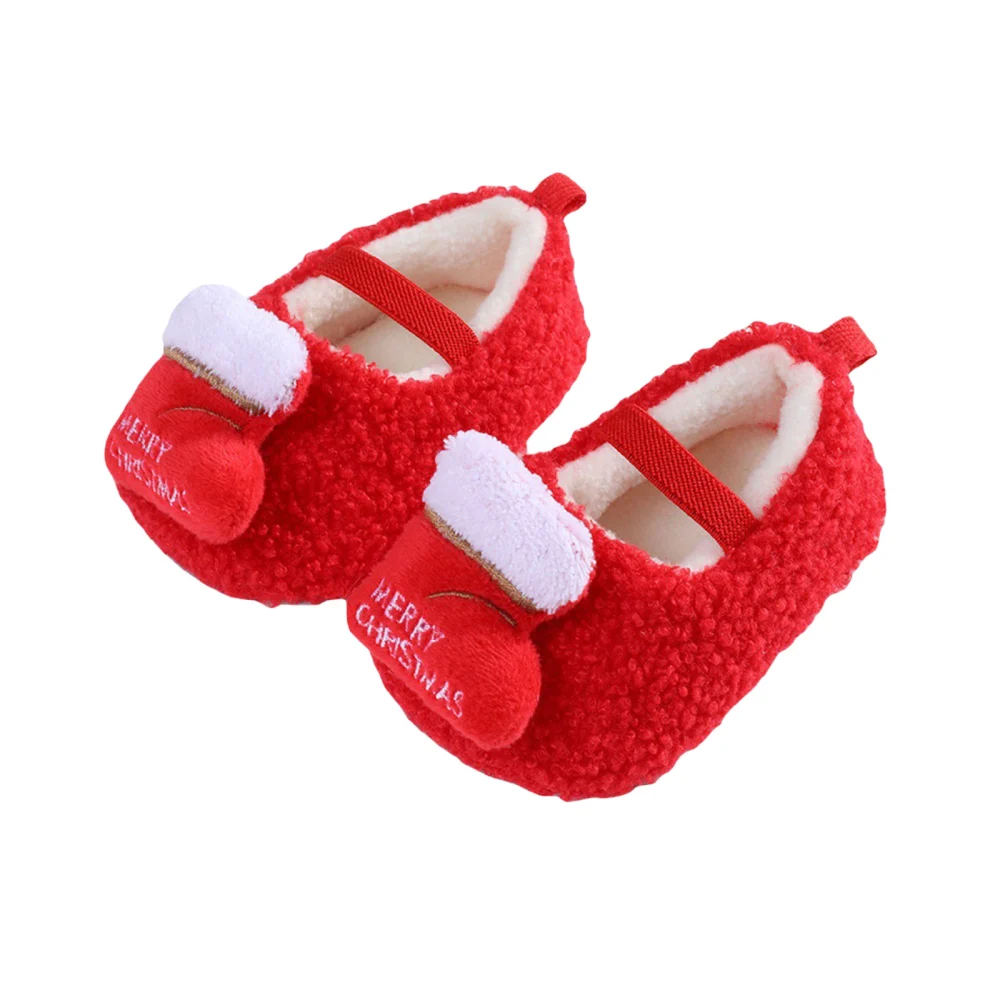 Baby Christmas Flat Shoes, Soft Sole Non-slip Furry Toddler Shoes