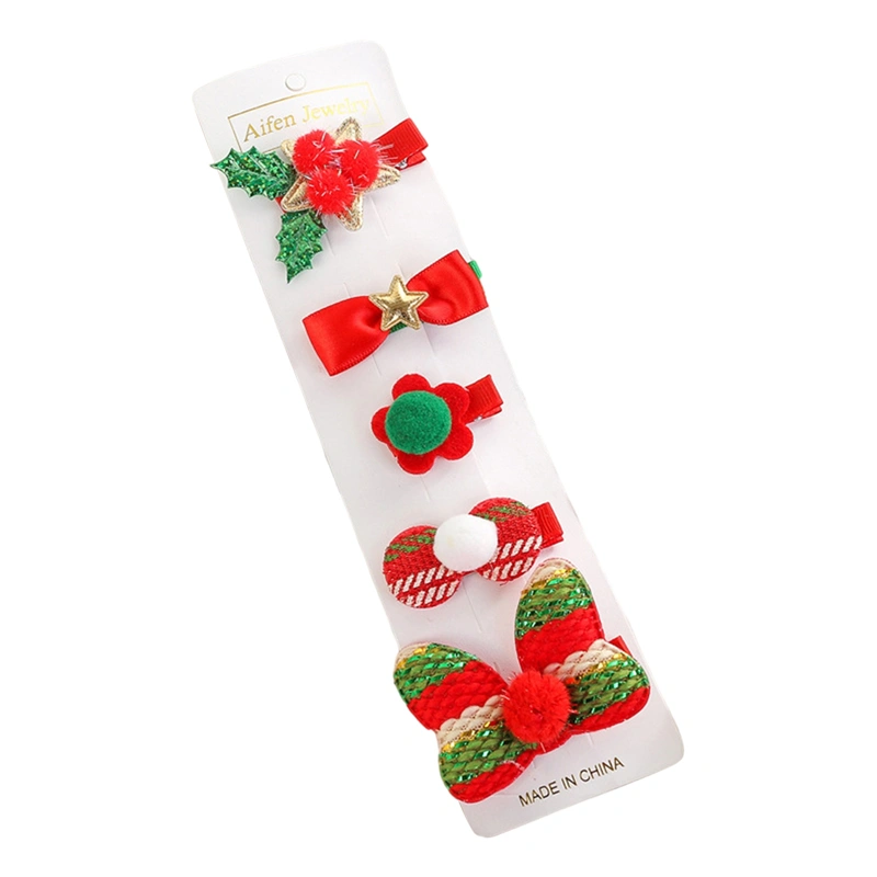 Christmas Hair Clip for Girls, Bowknot Five Pointed Star Hair Pins