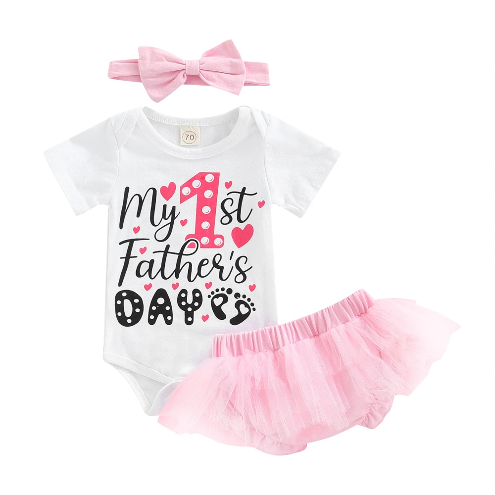 Baby Father’s Day Outfits, Letter Romper + Tulle Shorts + Headband