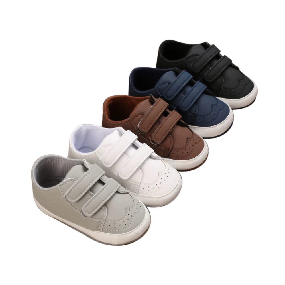 Baby Boys Girls Sneakers, Soft Sole Anti-Slip PU Leather Crib Shoes