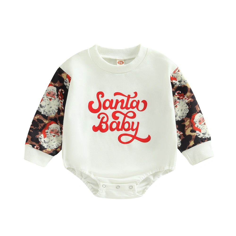 Baby Long Sleeve Letter Santa Claus/Truck Christmas Tree Print Romper