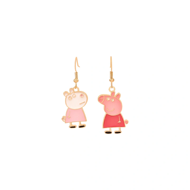 Women S-shaped Hook Earrings, Pink Cartoon Pig Pendant Eardrop