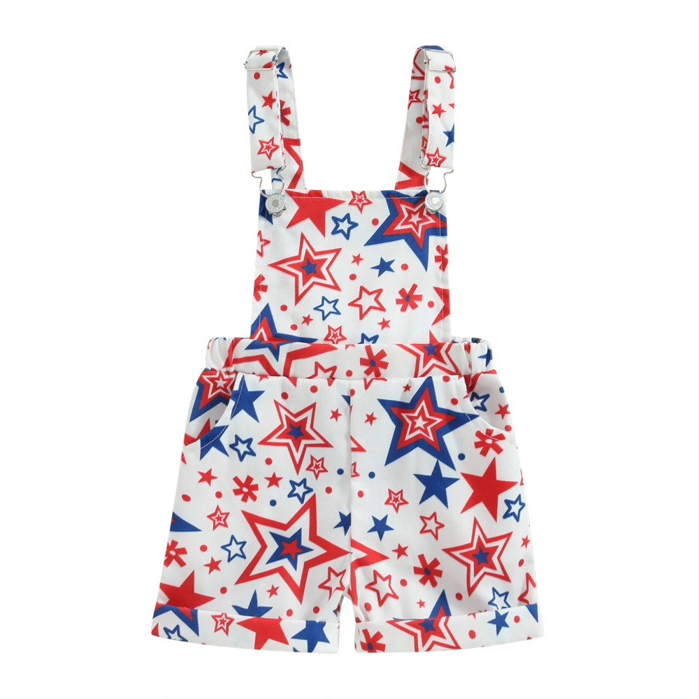 Girls Boys Overall Shorts, Stars Print Summer Jumpsuit with Pockets