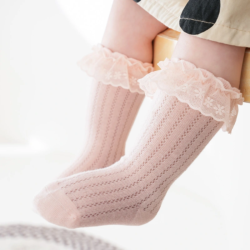 Baby Girl Knee High Socks Soft Frilly Long Socks Breathable Stockings