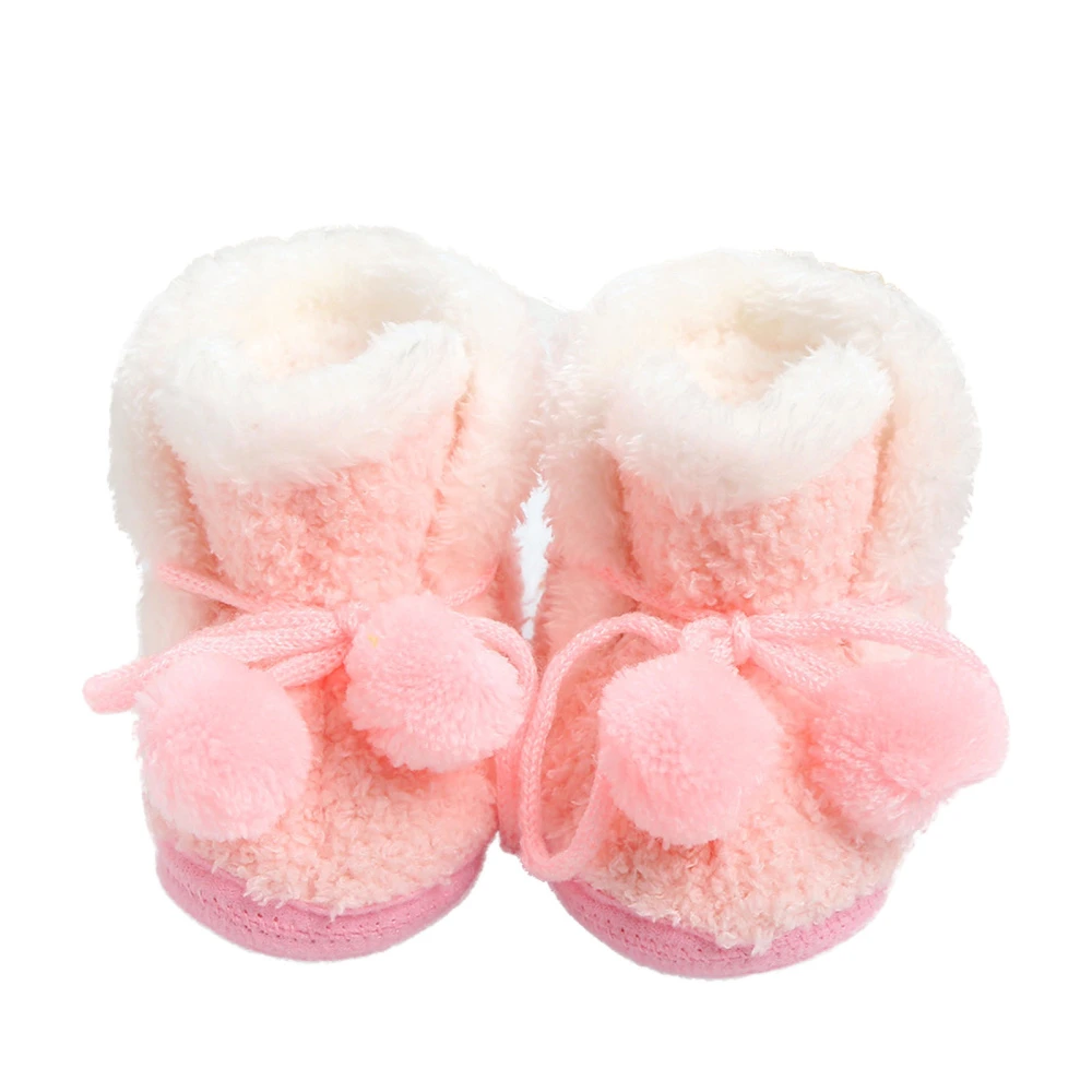 Baby Cute Plush Flat Shoes Bobbles Soft Sole First Walker Shoes