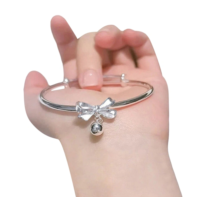 Expandable Bangle Bracelet Bow Bell Charm Bracelet for Women Girls