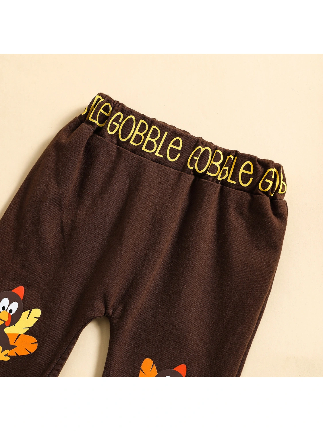 Baby Thanksgiving 3 Pieces Outfit, Romper + Turkey Print Pants + Hat