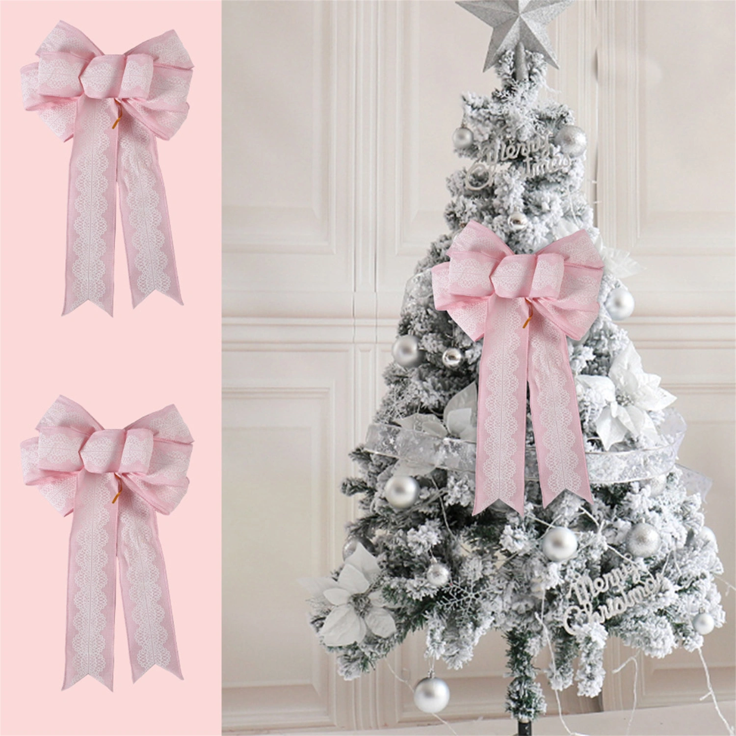 Christmas Tree Topper, Farmhouse Topper Bow Ornament for Home