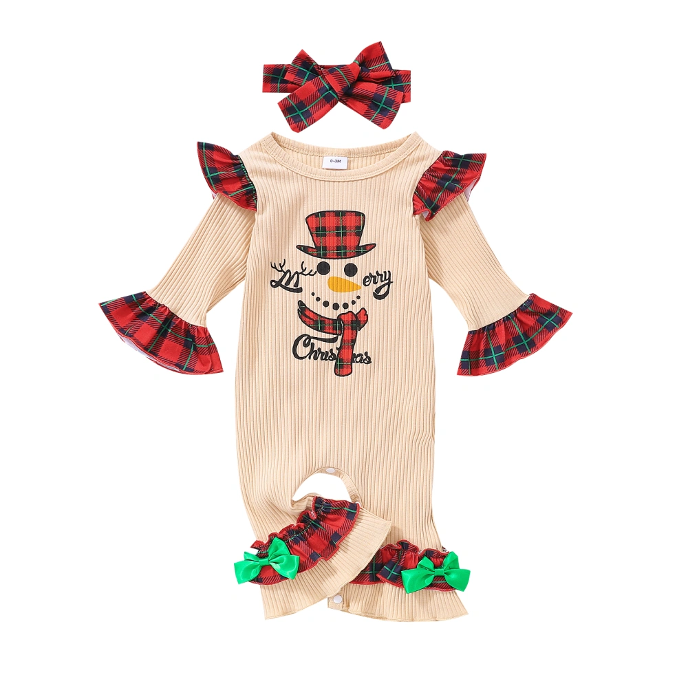 Christmas Infant Romper, Long Sleeve Flared Jumpsuit, Headwear