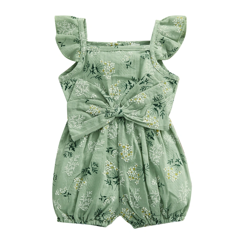 Baby Girl's Romper, Ruffle Sleeveless Floral Printed Sling Romper