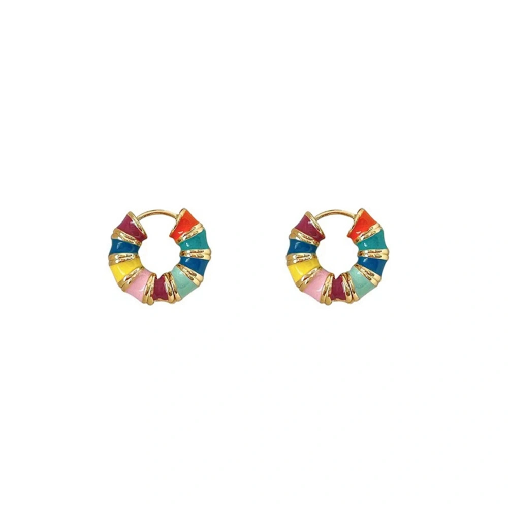 Adult Hoop Earrings Lightweight Colorful Enamel Stud Earring for Women