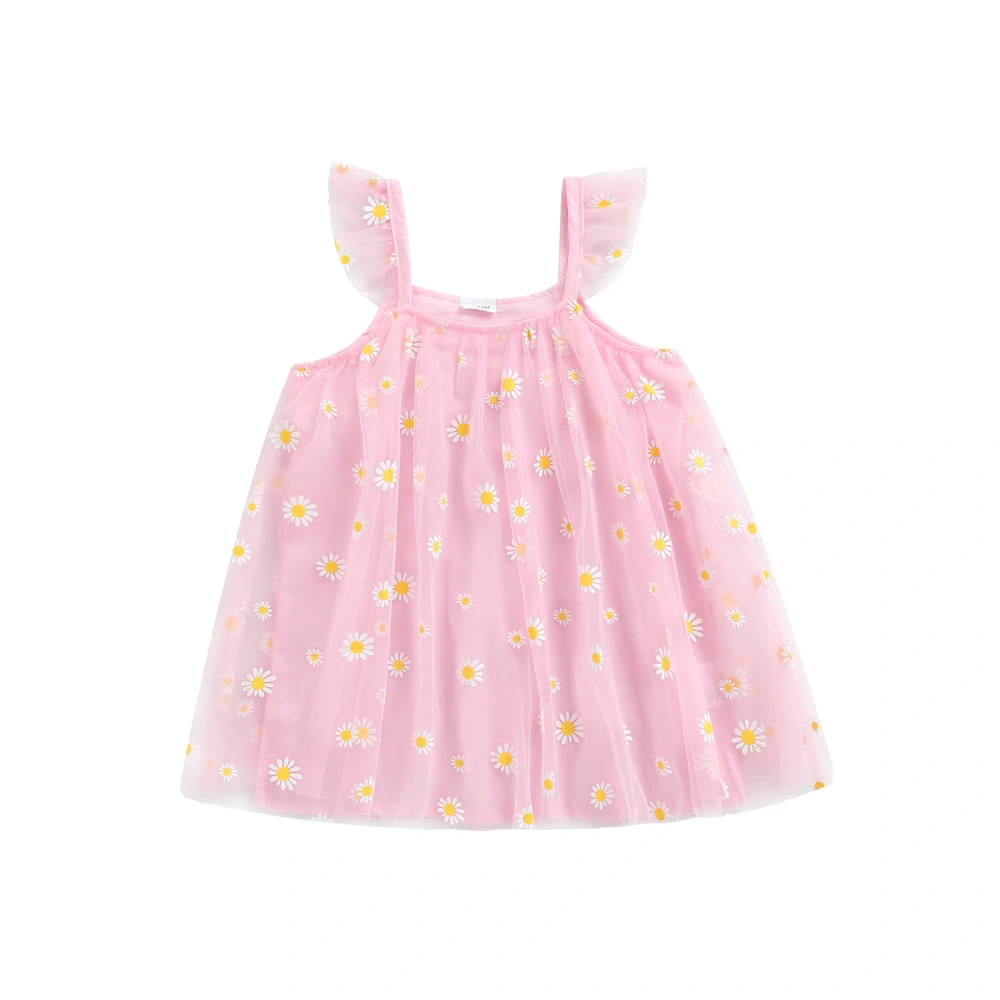 Lovely Baby Girl One Piece Dress, Sleeveless Square Neck Floral Dress 