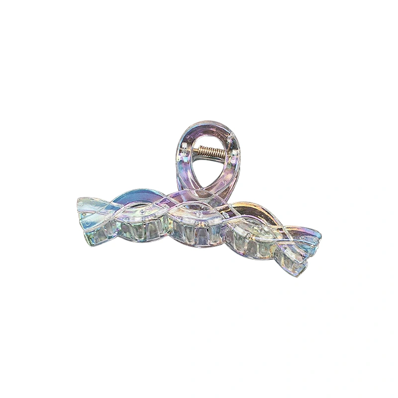 Retro Hair Clip Holographic Transparent Geometry Back of Head Hairpin 