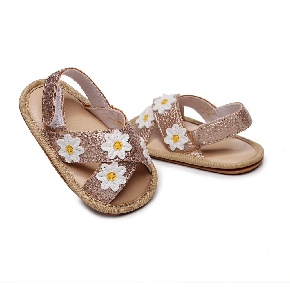 Baby Girls Anti-slip Shoes, Floral Applique Pattern Soft Sole Sandals