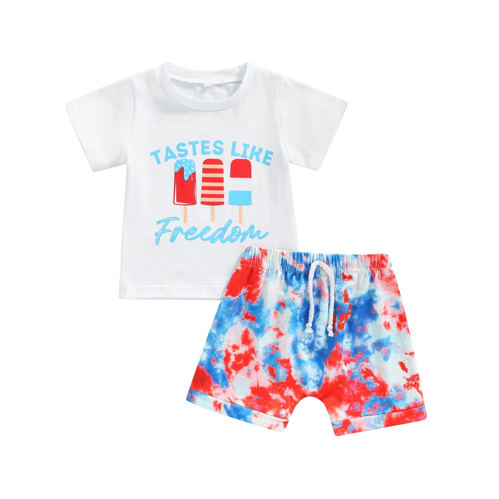 Independence Day Infant Two Piece Outfits, Baby T-shirt Tie Dye Shorts