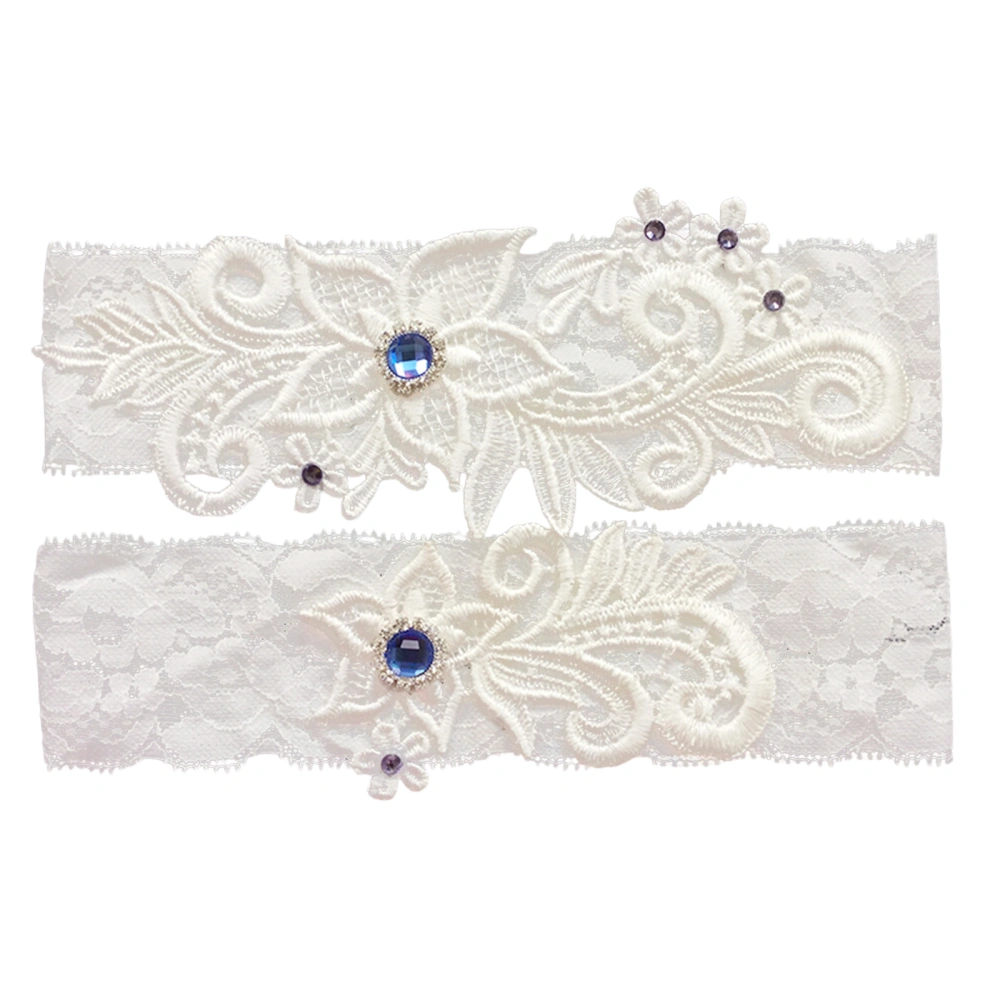 2Pcs Wedding Garter Set, Lace Embroidery Bridal Garters Belt